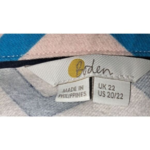 Boden Pajama Top Plus Size 20/22 Pink Wave Rainbow Cotton Button Front - Picture 6 of 8